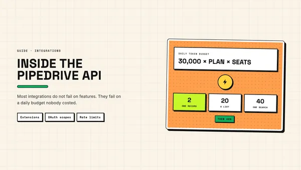 Illustration: daily API token budget, the token cost of a record, a list and a search, then a 429