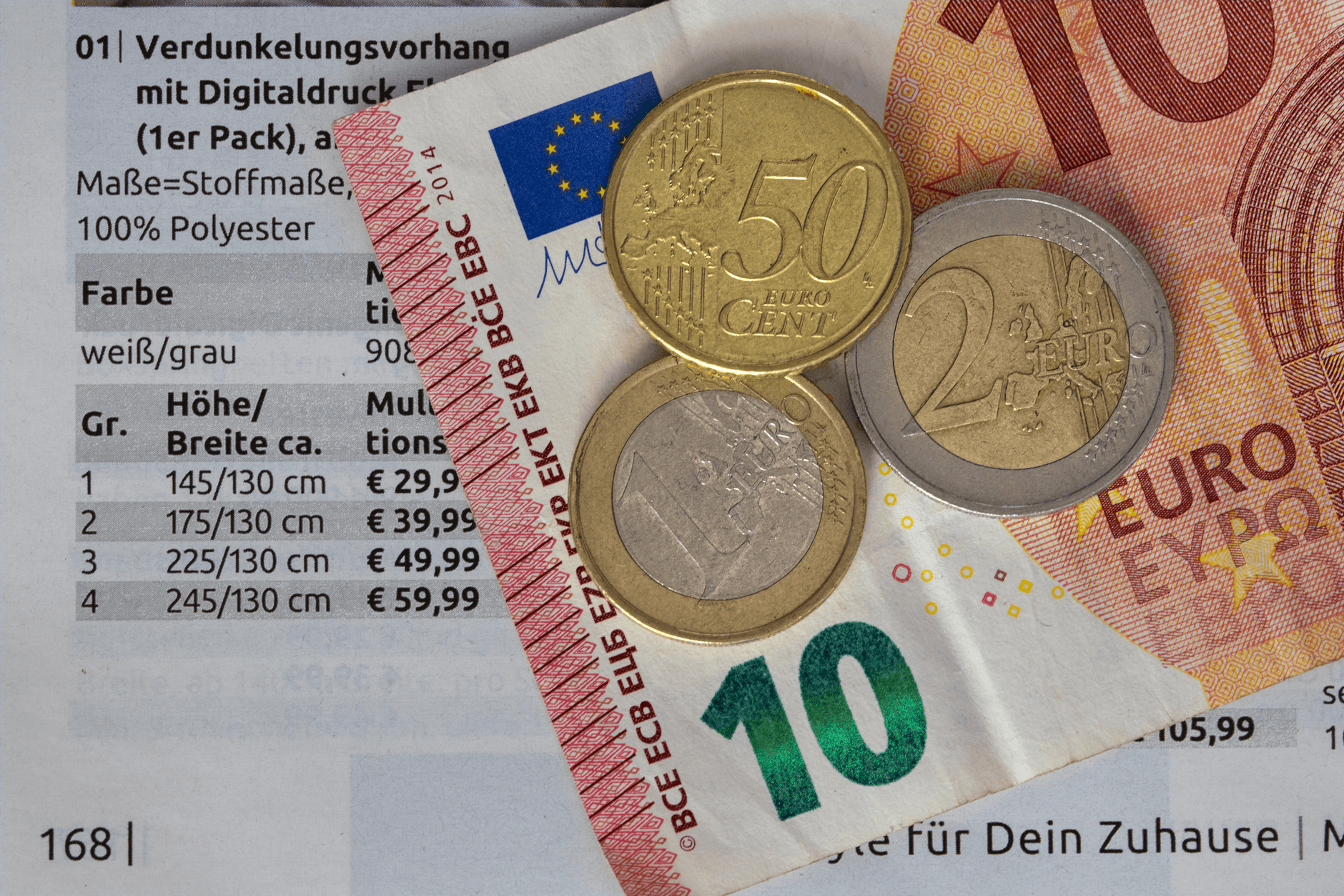Euro Währung Und Preisliste Flat Lay